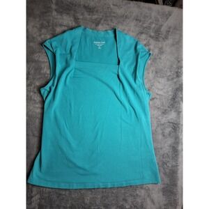 Women's Coldwater Creek Medium Teal Top Blouse Sleeveless  Summer Casual